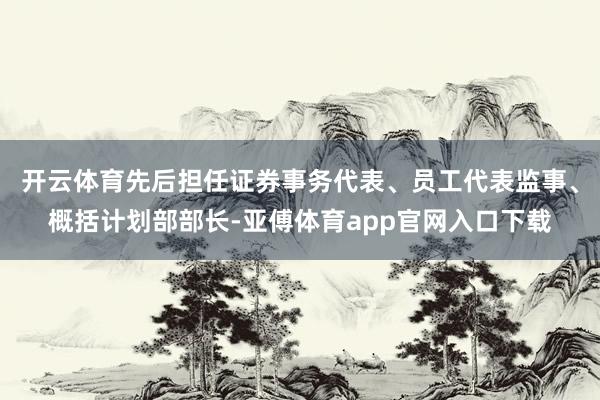 开云体育先后担任证券事务代表、员工代表监事、概括计划部部长-亚傅体育app官网入口下载